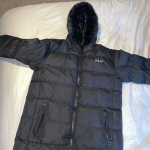 Unisex Black Puffer Jacket with Hood